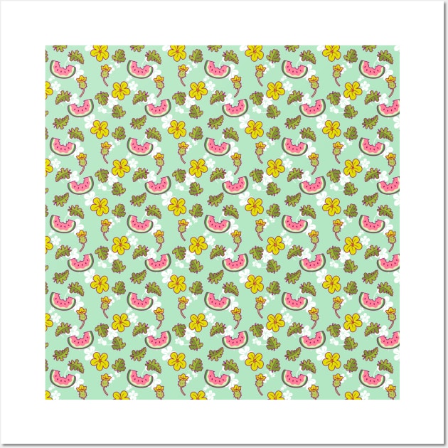 Watermelon Blossom Pattern Wall Art by saradaboru